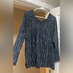 Lucky Brand 3x Navy and White Patterned Top